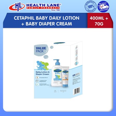 CETAPHIL BABY DAILY LOTION 400ML + BABY DIAPER CREAM 70G 